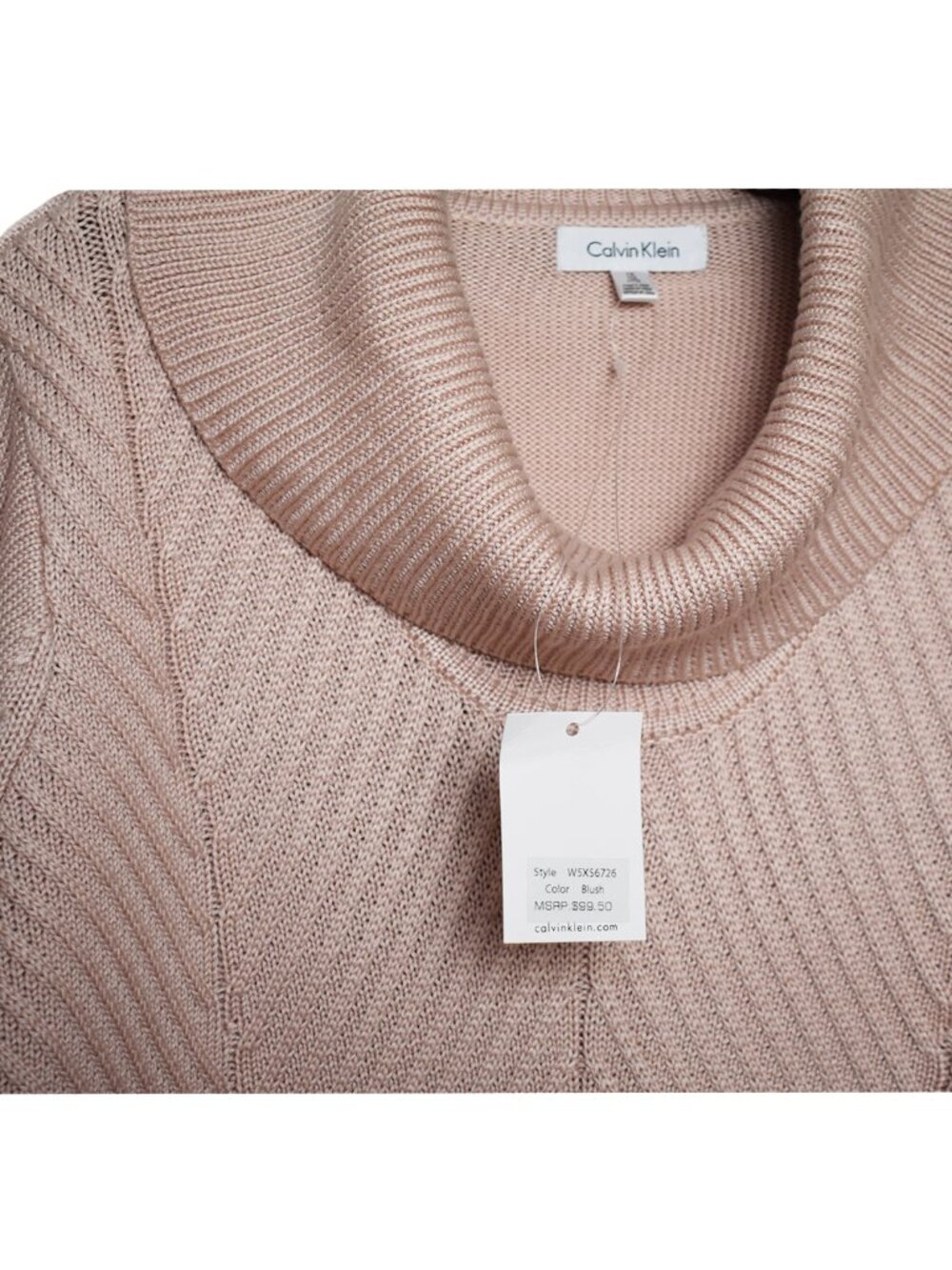 Calvin Klein Women’s Sweater Blush Chevron Pullover Shawl Collar Tunic Size 1X - Picture 4 of 6
